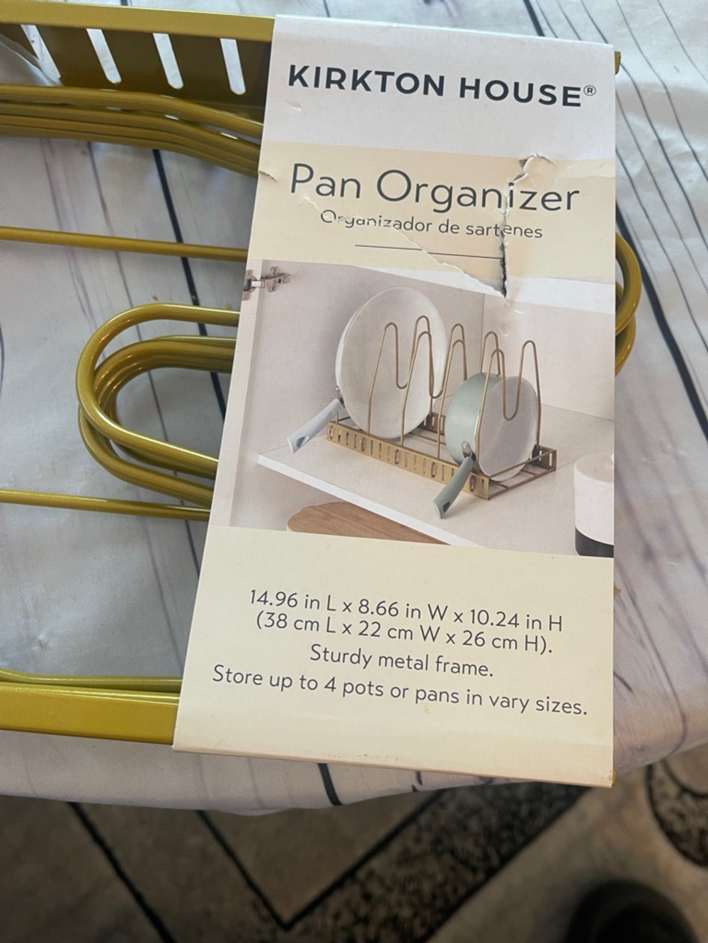 Kirkton House Olive Green Pan Organizer - 4-Pot Metal Rack